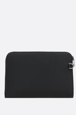 clutch media in pelle martellata ricamo DG