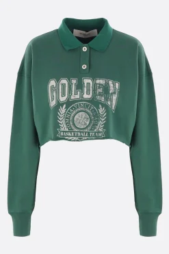 felpa cropped in jersey di cotone