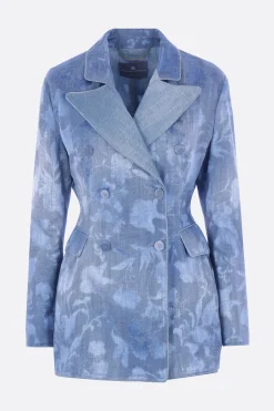 giacca in jacquard stampa denim