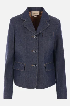 giacca monopetto in denim organico