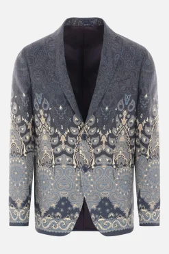 giacca monopetto in lino e cotone