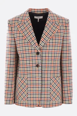 giacca monopetto in misto lana check