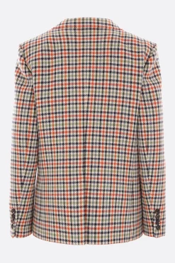 giacca monopetto in misto lana check