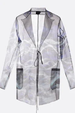 giacca monopetto in organza di seta