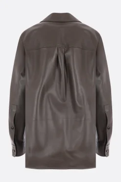 giacca-camicia oversize in nappa