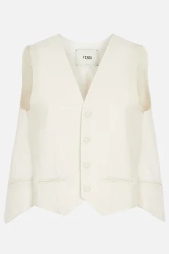 gilet in lana e cupro con pannelli