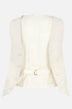 gilet in lana e cupro con pannelli