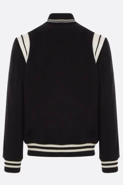 giubbotto bomber Teddy in lana con dettagli in pelle