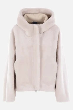 giubbotto con cappuccio in shearling