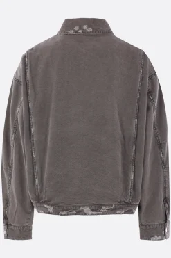 giubbotto full-zip in denim distressed