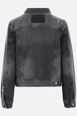 giubbotto in denim con cristalli