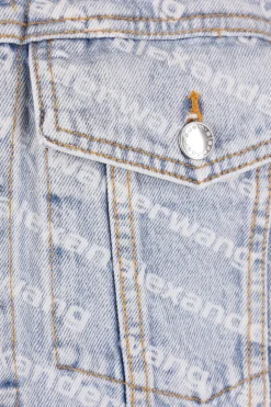 giubbotto in denim stampa logo