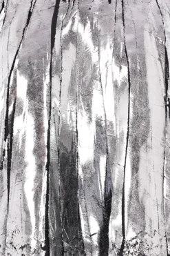 gonna asimmetrica in raso plissé laminato