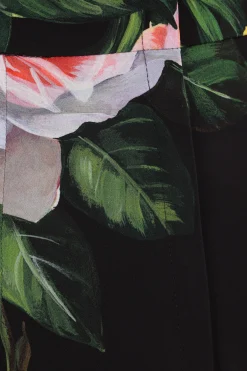 gonna longuette in charmeuse stampa Peonie e Rose