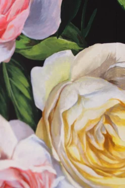 gonna longuette in charmeuse stampa Peonie e Rose