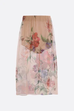 gonna longuette in chiffon stampa fiori