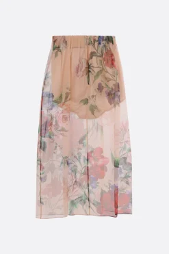 gonna longuette in chiffon stampa fiori