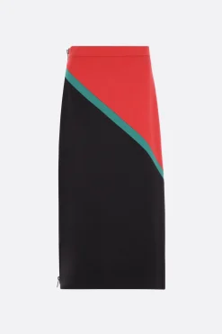 gonna midi a trapezio in twill di lana