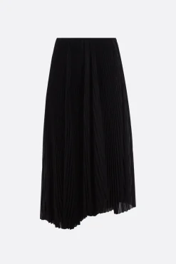 gonna midi asimmetrica in georgette plissé