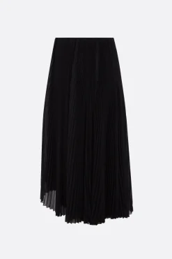 gonna midi asimmetrica in georgette plissé