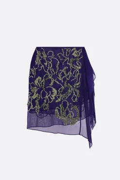 gonna midi Sima in chiffon con paillettes
