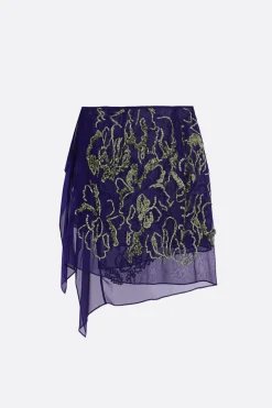 gonna midi Sima in chiffon con paillettes