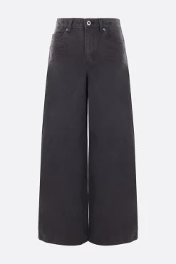 jeans a gamba ampia in denim con fiocchi