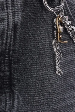 jeans oversize in denim con catena