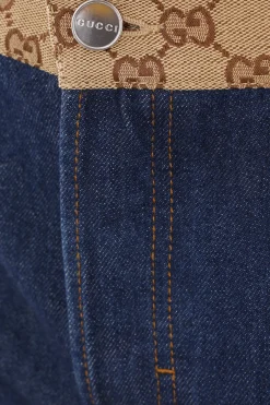 jeans tapered in denim e tessuto GG