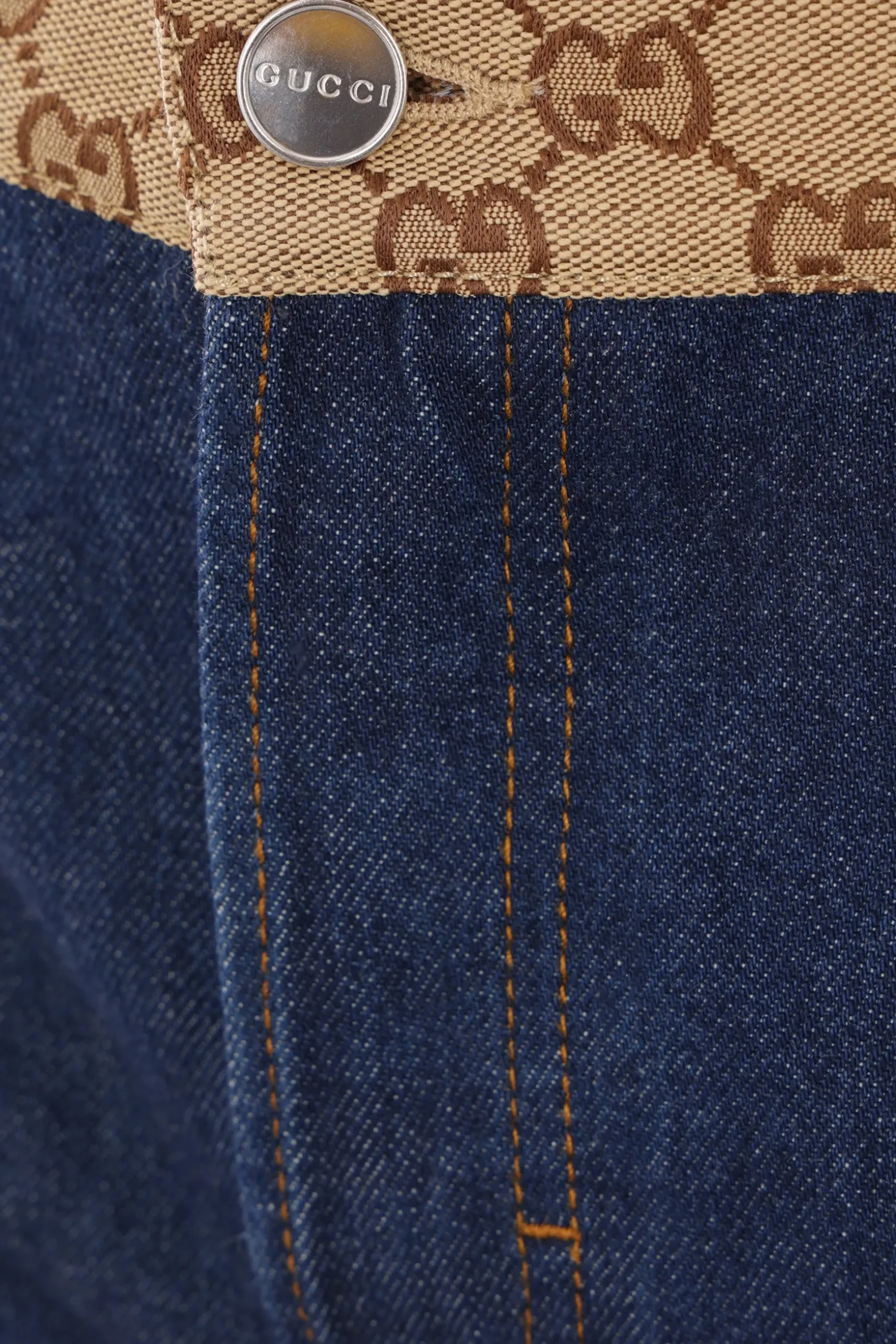 jeans tapered in denim e tessuto GG
