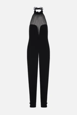 jumpsuit in sablé e chiffon