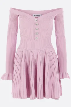 mini abito off-the-shoulder in maglia a coste