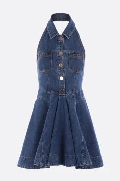 mini abito svasato in denim
