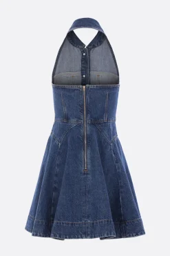 mini abito svasato in denim