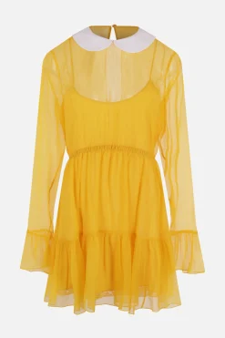 miniabito in chiffon di seta con colletto