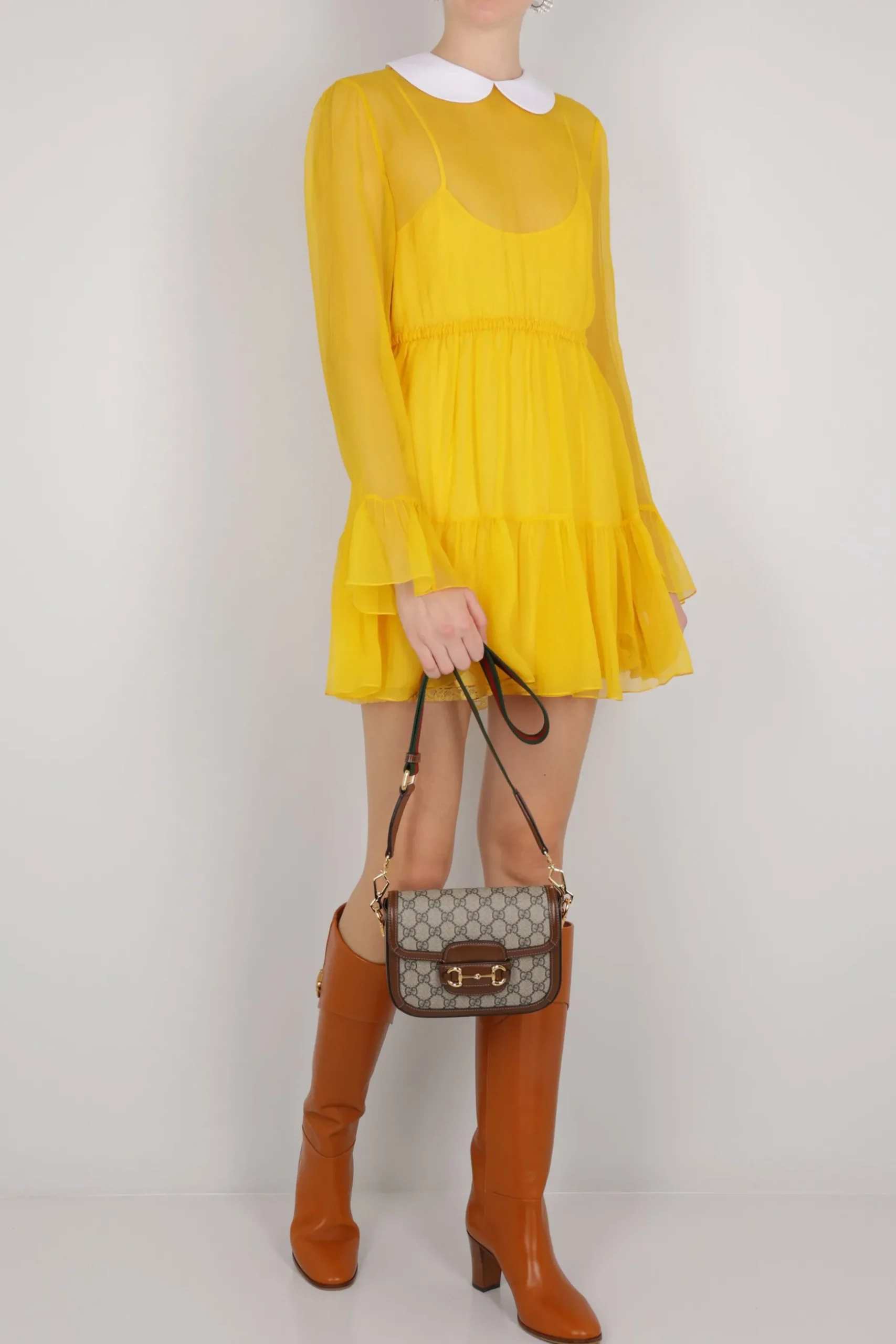 miniabito in chiffon di seta con colletto