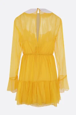 miniabito in chiffon di seta con colletto