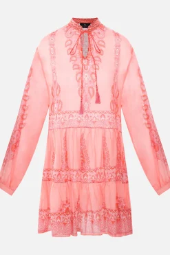 miniabito in cotone e seta stampa Paisley