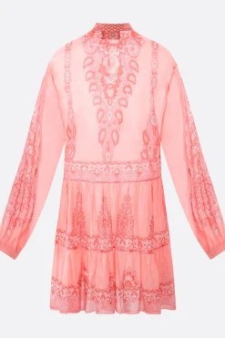 miniabito in cotone e seta stampa Paisley