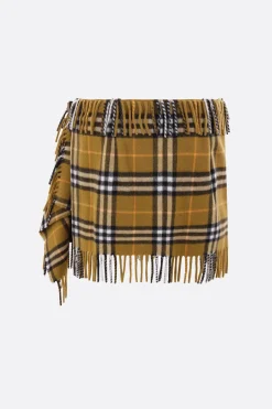 minigonna a portafoglio in lana e cashmere Check