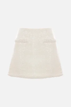 minigonna in bouclé con paillettes