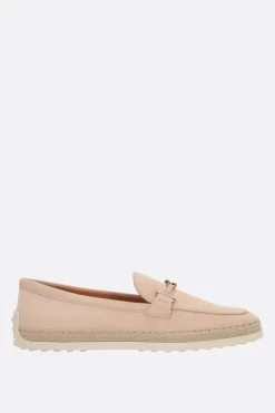 mocassino in suede con doppia T