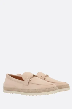 mocassino in suede con doppia T