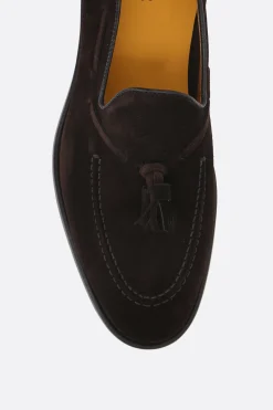 mocassino in suede con nappine