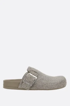 mule flat Ease Buckle in suede spazzolato