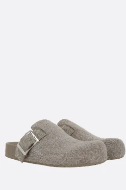 mule flat Ease Buckle in suede spazzolato