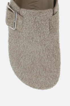 mule flat Ease Buckle in suede spazzolato
