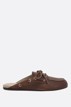 mule flat in pelle decolorata