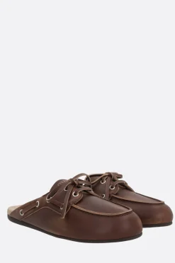 mule flat in pelle decolorata