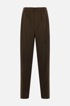 pantalone a gamba ampia in gabardine